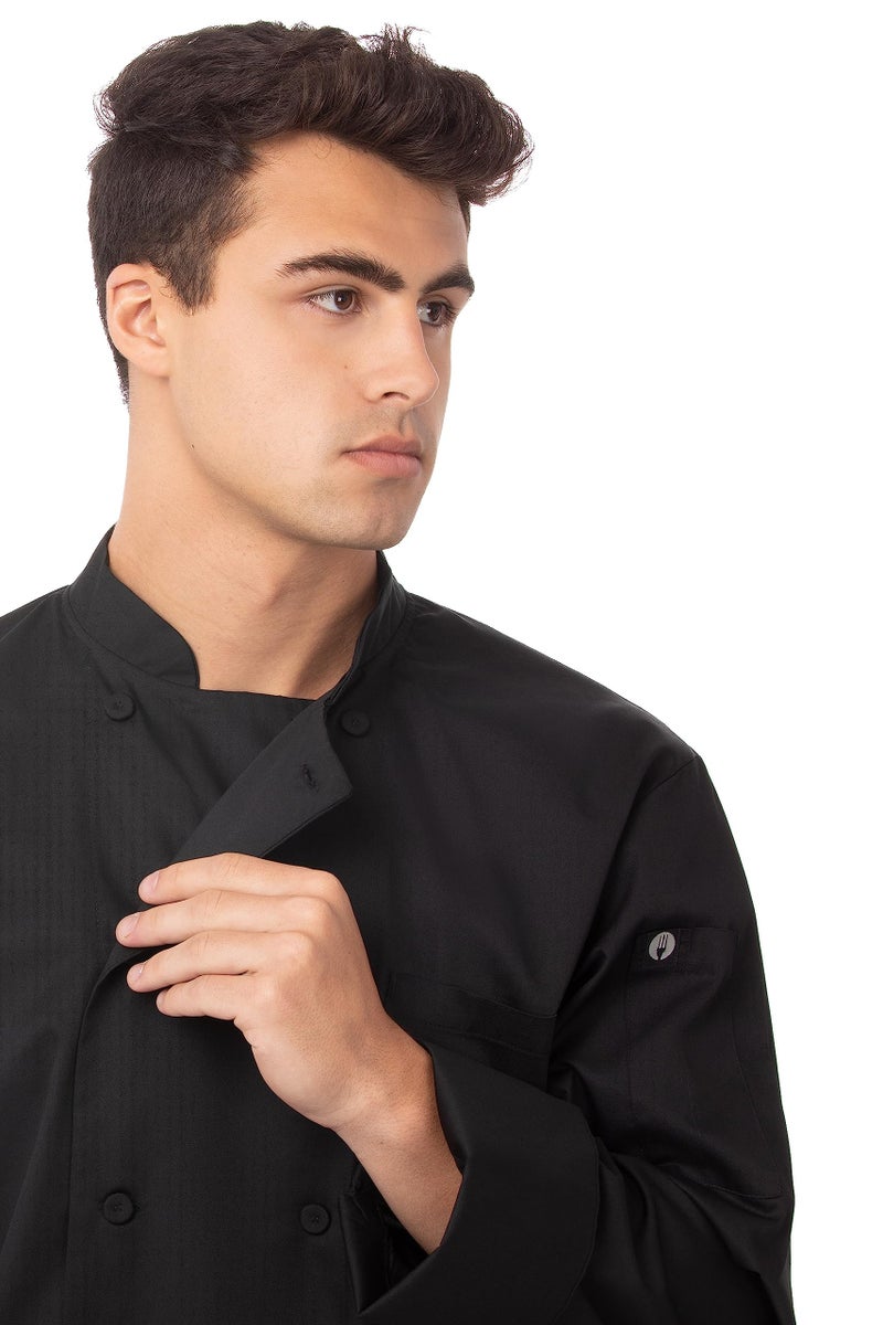 Chef Works Men's Calgary Cool Vent Chef Coat, Black, Medium - Image 3